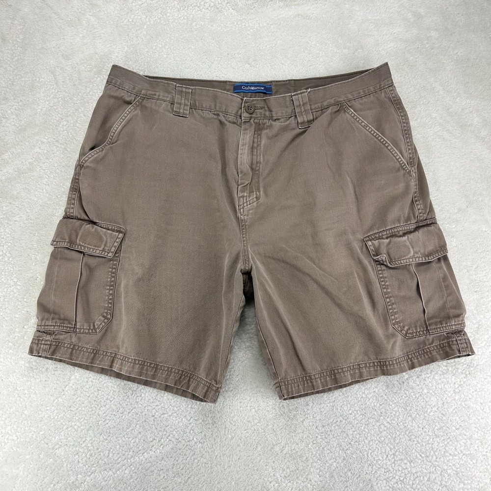 Croft & Barrow Cargo 9" Shorts Mens W40 Gray Flat Front Utility Everyday Wear